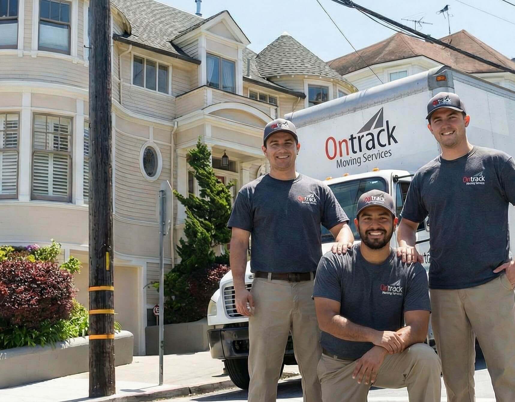 Ontrack Moving truck near the Mrs. Doubtfire house in Pacific Heights, San Francisco