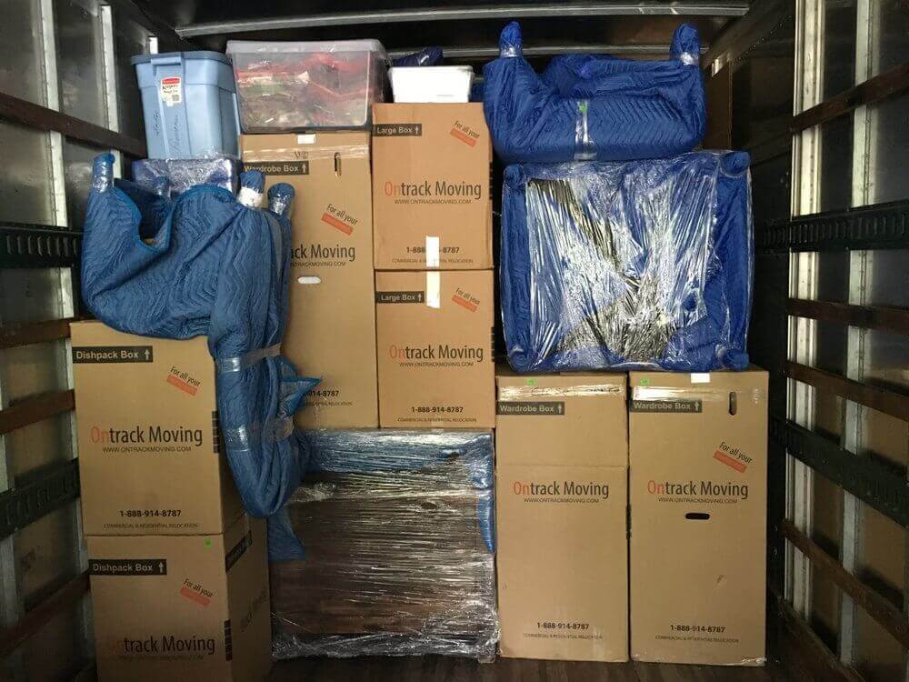 Ontrack Moving crew preparing law office materials for after-hours relocation