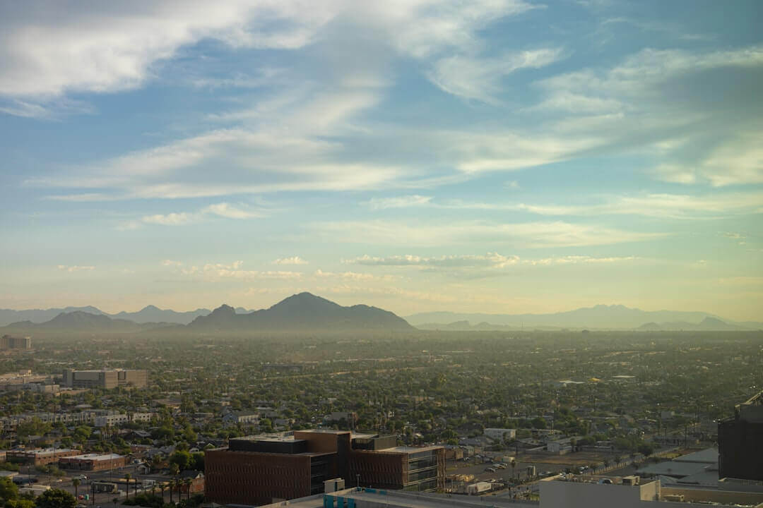 Camelback Corridor office park with palm trees in Phoenix where Ontrack Moving handles office relocations