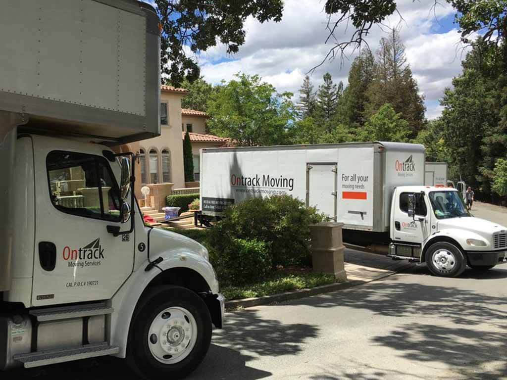 Ontrack Moving trucks staged at Peoria headquarters for Phoenix to Seattle interstate relocation