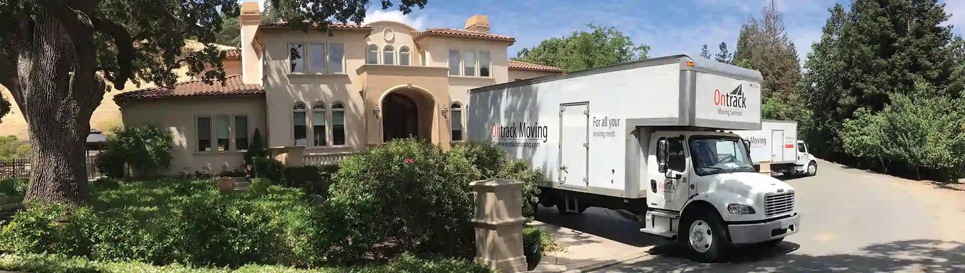 Ontrack Moving truck parked on a residential street in Campbell, CA